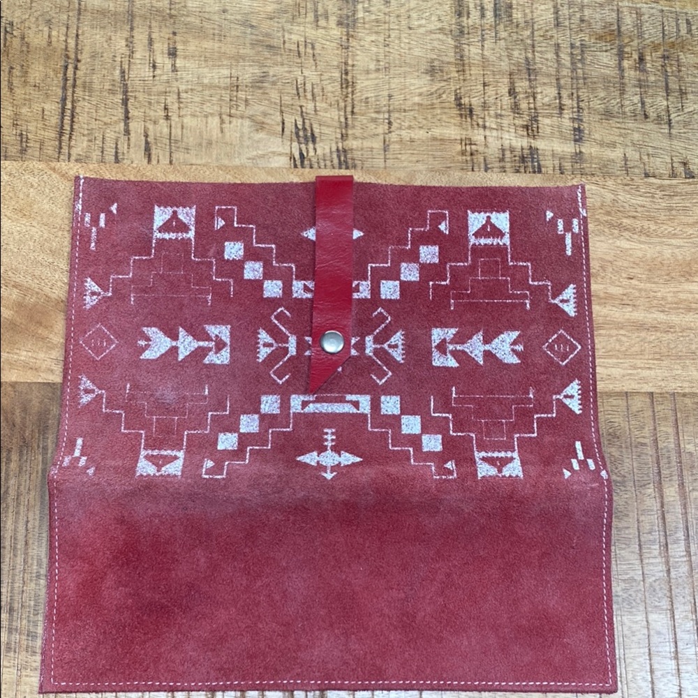 Red Geometric Pattern Clutch - Picture 2 of 4